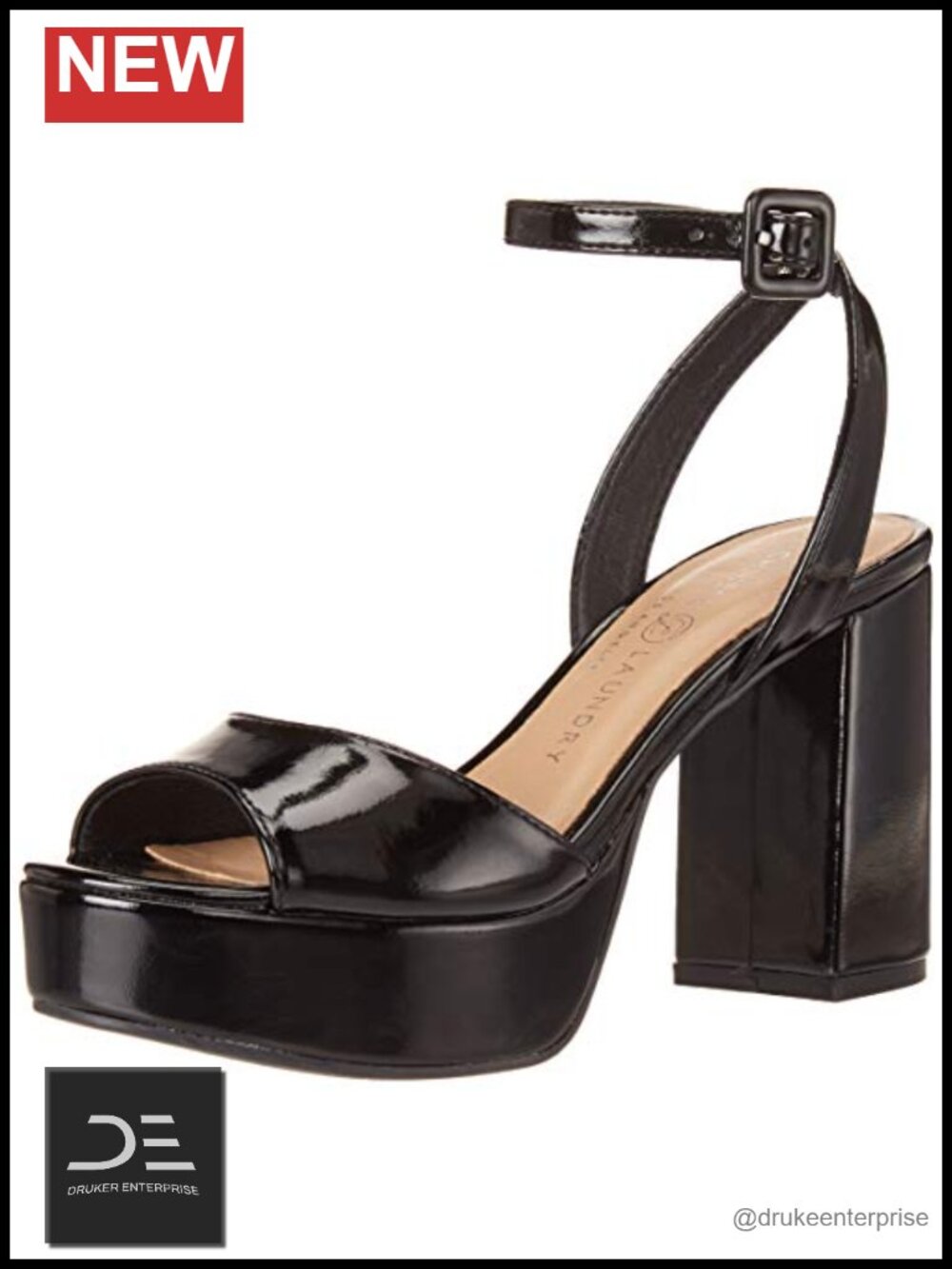 Chunky Block Heel Platform Sandal with Ankle Strap Peep Toe